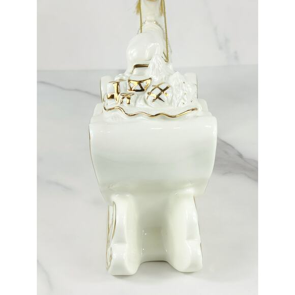 Mikasa Santa w/ Sleigh Reindeer 22k Trim Holiday Elegance 12" Porcelain 20s Vtg - Picture 16 of 16